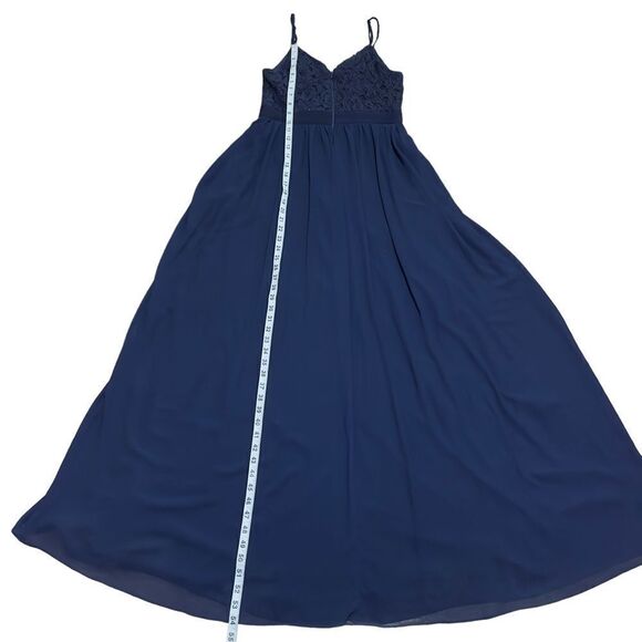 INA (i:na) Navy Lace Spaghetti Strap Long Gown - Picture 15 of 16